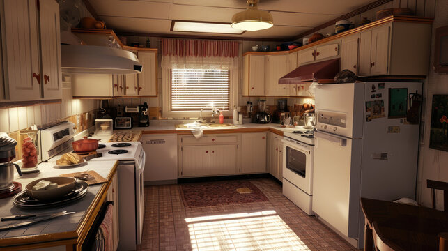 Typical middle class kitchen interior from the 1980s