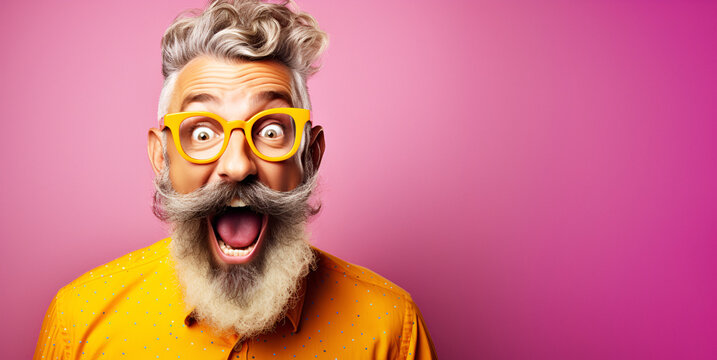 wow saying success celebrating laughing happy excited shocked feeling man crazy bearded young amazement amazing celebrate charming fascinating fun happiness shock successful surprise