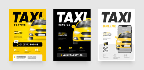 Simple layout template design for taxi service. Design with taxi car for flyer, poster, cover, brochure, banner or any layout. - obrazy, fototapety, plakaty