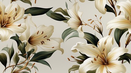 Seamless lily flower earthy color pattern background