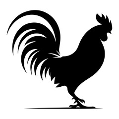 Rooster vector silhouette black color, Chicken vector silhouette, isolated white background