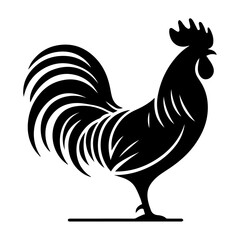 Rooster vector silhouette black color, Chicken vector silhouette, isolated white background