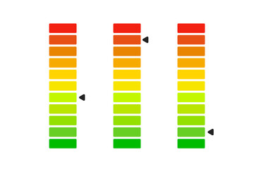 Indicator icons by color. Flat, color, vertical indicators icons. Vector icons