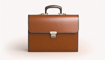 brown leather briefcase isolated