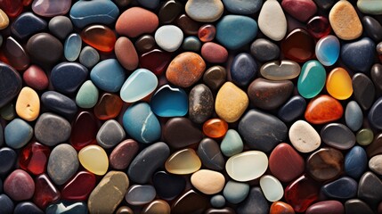Fototapeta na wymiar a close up of a bunch of rocks with different colors and sizes of rocks on top of one another and a red, white, blue, yellow, green, orange, and black, and red rock.