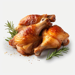 roasted chicken leg pieces on transparent background created with Generative Ai