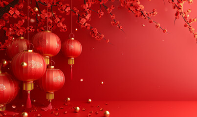 red lanterns background with space for text