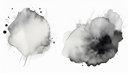 ink watercolor hand drawn stain blot design element wet paper texture background set