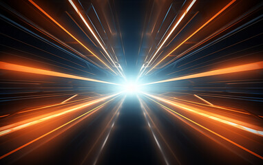 Fototapeta na wymiar Orange light shining through futuristic tunnel