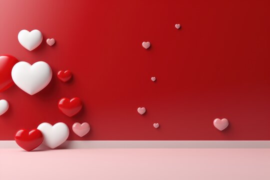 a red and white valentine's day background with hearts coming out of a hole in the middle of the wall and a red background with white hearts coming out of the wall.