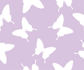 Fototapeta na wymiar Seamless simple pattern with butterflies. Vector background in trendy retro trippy 2000s style.Lilac background.