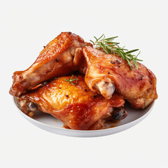 roasted chicken leg pieces on transparent background created with Generative Ai