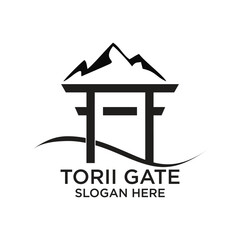 Torii gate logo design simple concept Premium Vector