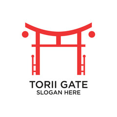 Torii gate logo design simple concept Premium Vector