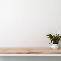 Minimalist Desk with Potted Plant