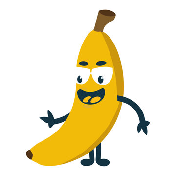 Banana Character vector art illustration, a funny banana character