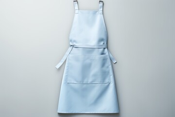 White apron with pocket, white background. Cooking concept, copy space