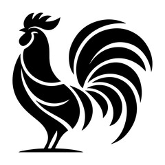 Rooster vector silhouette black color, Chicken vector silhouette, isolated white background