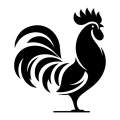 Rooster vector silhouette black color, Chicken vector silhouette, isolated white background