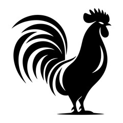 Rooster vector silhouette black color, Chicken vector silhouette, isolated white background