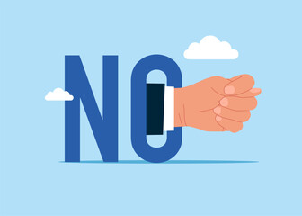 A gesture of negative decision, disapproval. The hand gesture shows a fig. The human hand. Flat vector illustration