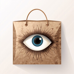 Brow paper bag isolated on transparent background d created with Generative Ai