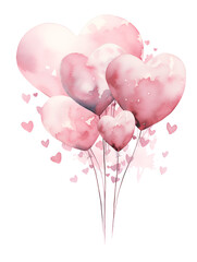 romantic pink and light mint watercolor valentine's day scene