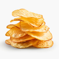 pile of potato chips on transparent background created with Generative Ai