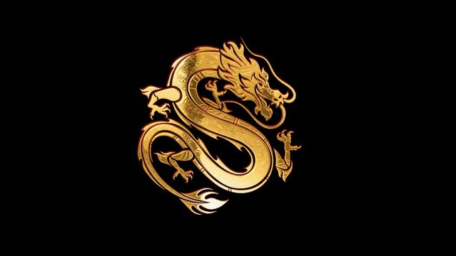 Chinese dragon golden cycle, alpha channel