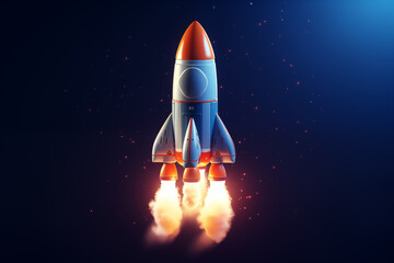 3D Space Rocket: Futuristic Exploration and Cosmic Adventure. Generative ai