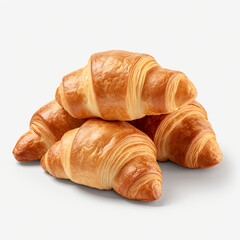 fresh crispy croissants isolated on transparent background created with Generative Ai