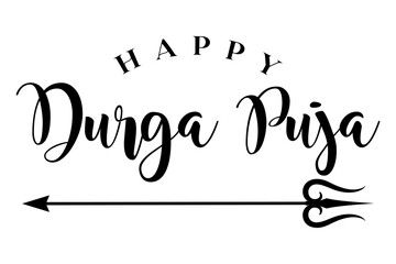 Happy Durga Puja lettering hindu festival vector illustration.