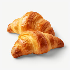 fresh crispy croissants isolated on transparent background created with Generative Ai