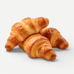 fresh crispy croissants isolated on transparent background created with Generative Ai