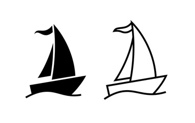 Ship or vessel icon. Symbol of travel and navigation. Attribute of pirates or navy. Vehicle.