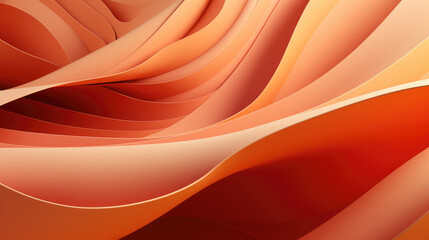 Abstract geometric spiral. Waves in a gentle gradient of orange-peach shade on an orange background