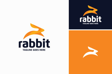 Golden Jumping Running Leaping Fast Rabbit Bunny Hare Jackrabbit Wildlife logo design