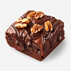 delicious and fresh brownie with nuts on transparent background created with Generative Ai