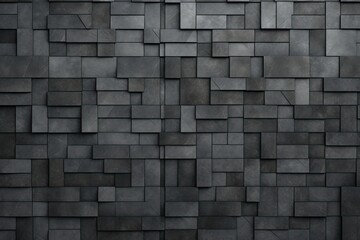  a black and white photo of a wall made up of squares and rectangles of different sizes and shapes, all of which appear to be interlocked together.