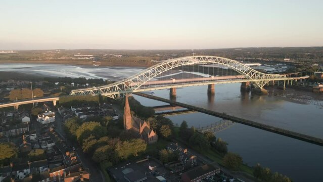 Town of Runcorn, Silver Jubilee Bridge and Manchester Ship Canal, Cheshire, England