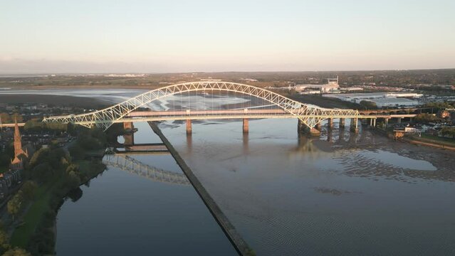 Town of Runcorn and Silver Jubilee Bridge, Cheshire, England, rotate view