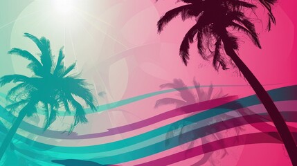 Fototapeta na wymiar gradient pink wavy tropical theme background 