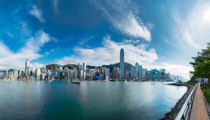 Fototapeta na wymiar cityscape and skyline at victoria harbour in hong kong city