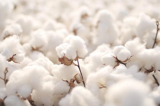  a close up of a bunch of cotton in the middle of the day with a blurry image of the cotton plant in the foreground and the middle of the picture.
