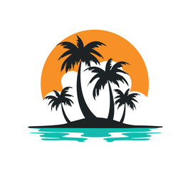Fototapeta na wymiar tropical island tree vector logo illustration