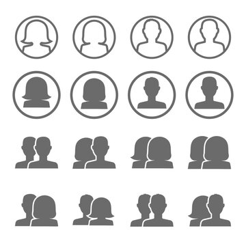 Vector set of user icons. Image of a man and woman on an isolated white background.