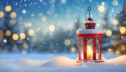 christmas backround christmas lantern in the snow christmas backround generative ai