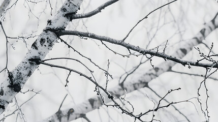 Fototapeta na wymiar Silhouettes of Winter Birch