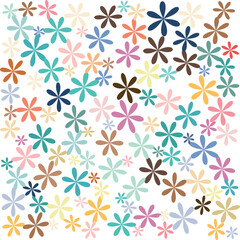 Pattern of multicolor asterisk flower isolated on white background vector illustration