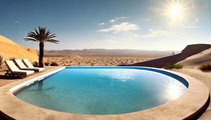 Fototapeta na wymiar swimming pool in a desert landscape ai generation